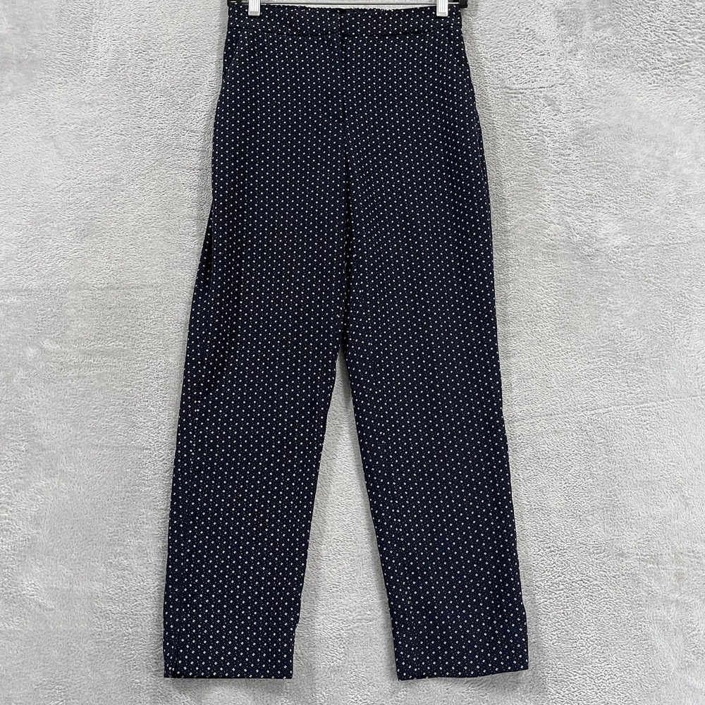 J. Crew Easy Pants Womens 4 Career Office Academia Foulard Navy Print Preppy